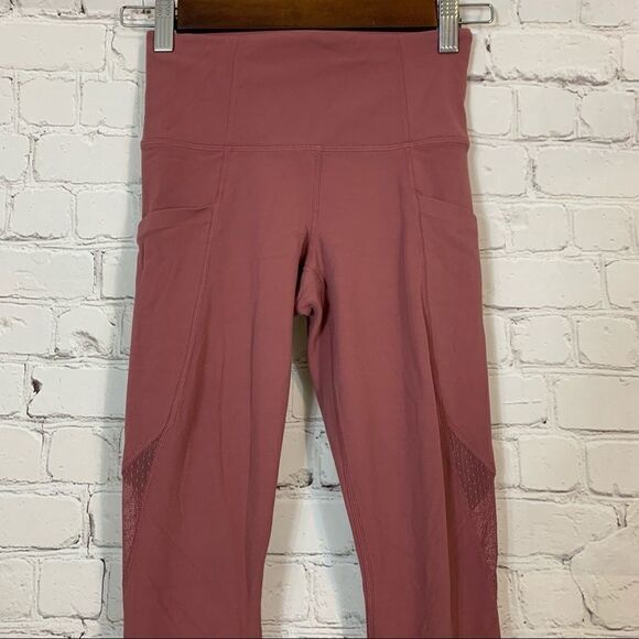 Athleta Salutation Pocket Tight Legging XXS Side Pockets Mesh Mauve - Picture 2 of 16